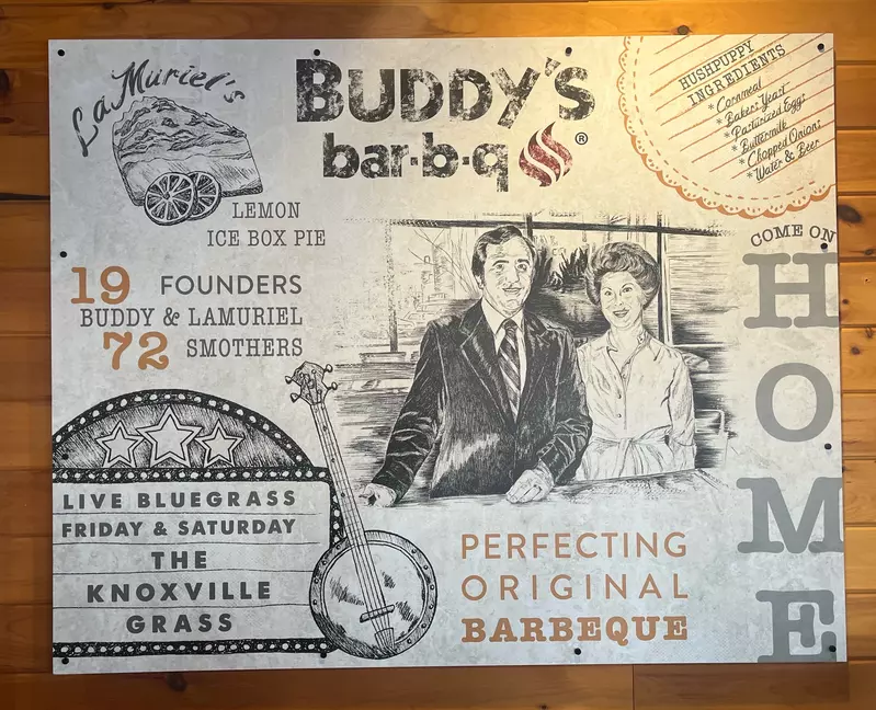 Buddy's bar-b-q old plaque