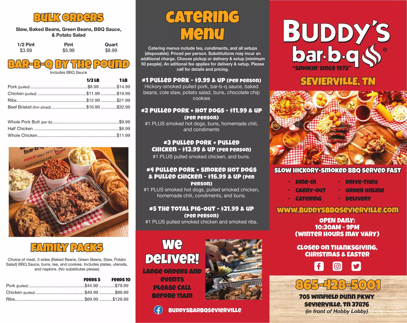 Catering Menu for Buddy's