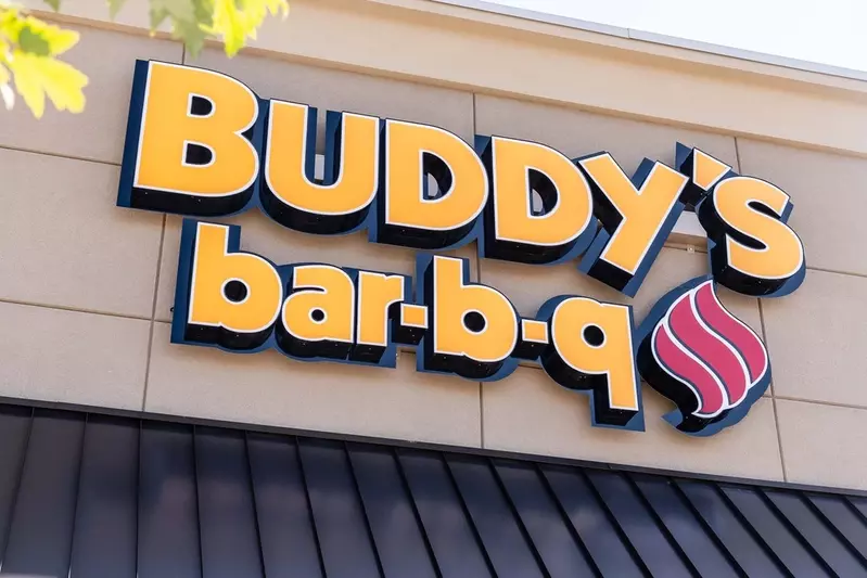 Buddy's bar-b-q sign on building